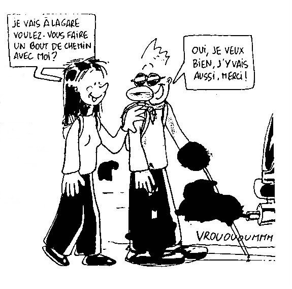 - Je vais  la gare, voulez-vous faire un bout de chemin avec moi ? - Oui, je veux bien, j'y vais aussi, Merci !